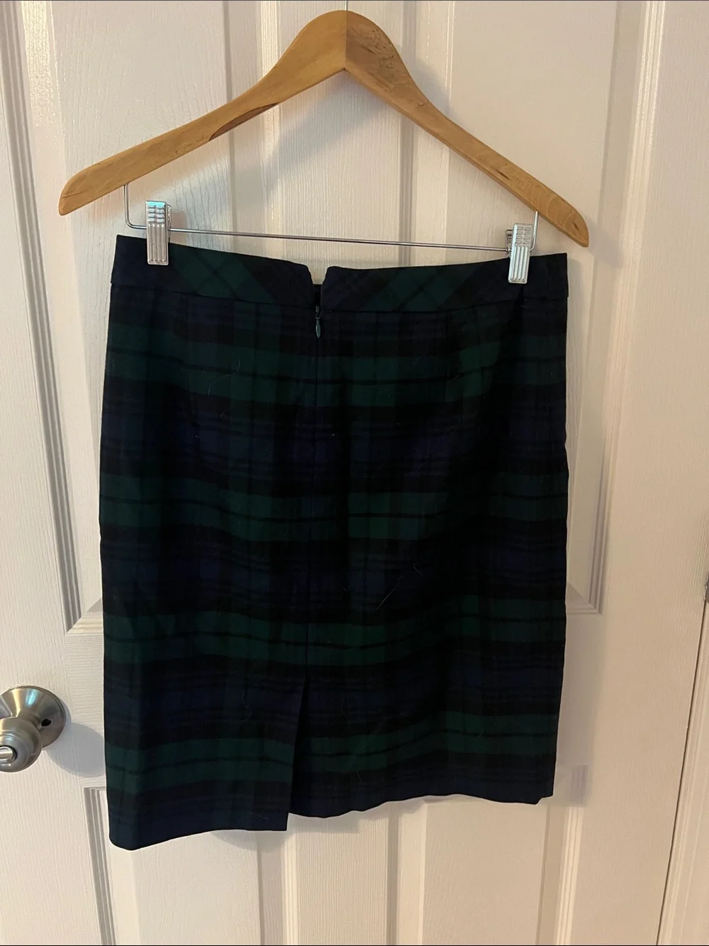 J. Crew Navy and Green Plaid Pencil Skirt
